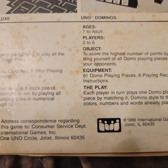 Vintage Deluxe UNO Card Game International 1986 Card Tray Instructions No. 3001 - Picture 4 of 4